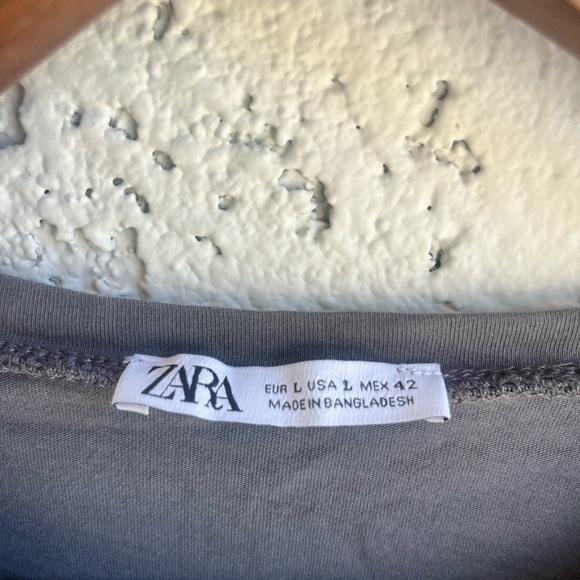 ZARA Basic Grey Short Sleeve Tee Men’s Large - Picture 3 of 4